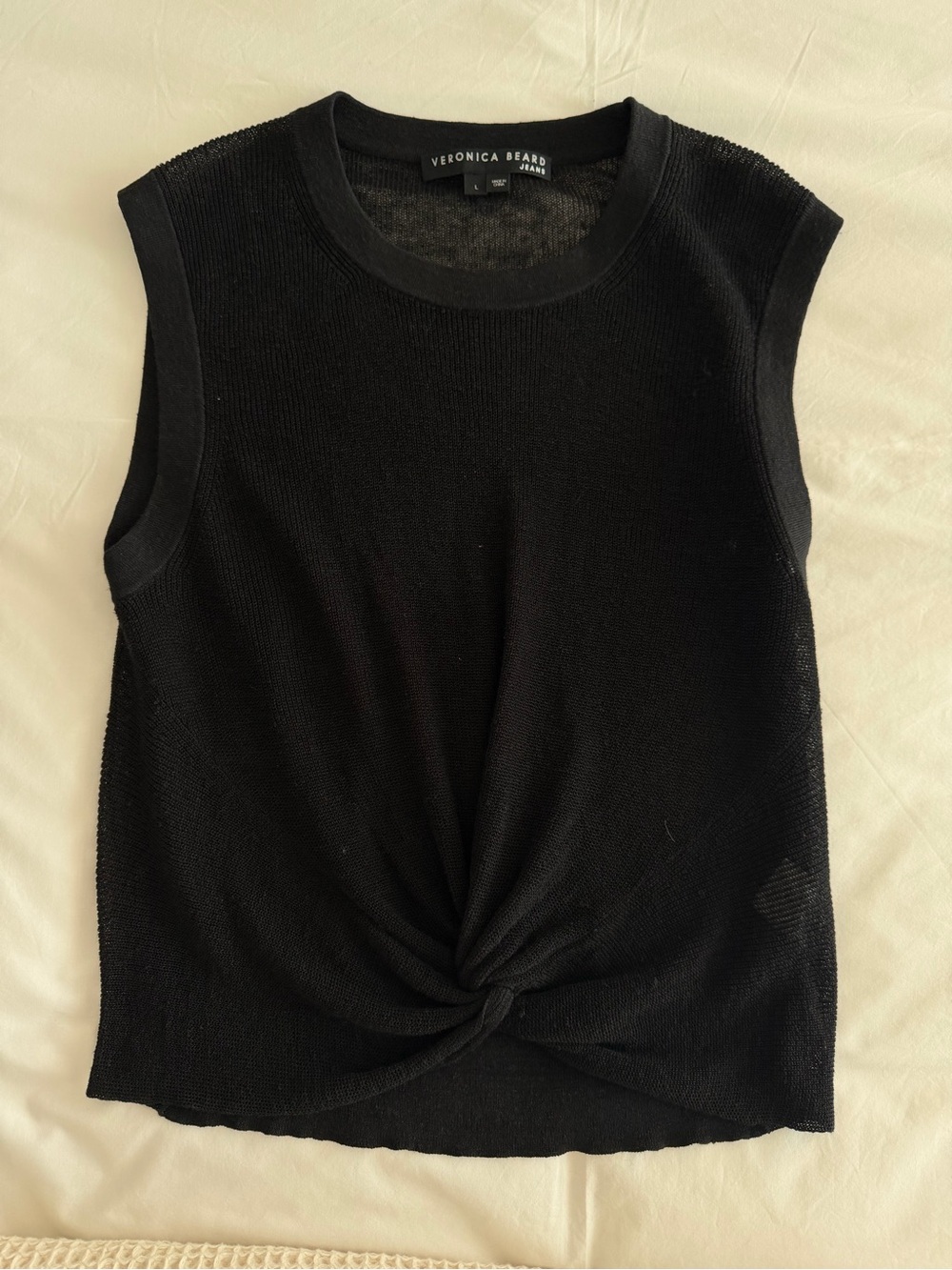 Veronica Beard Black Knot-Front Sleeveless Top